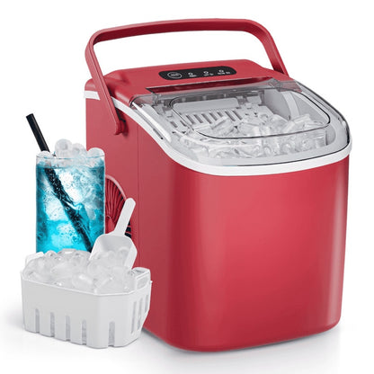 New Red Bullet Countertop Ice Maker Machine Makes 26 lbs in 24H