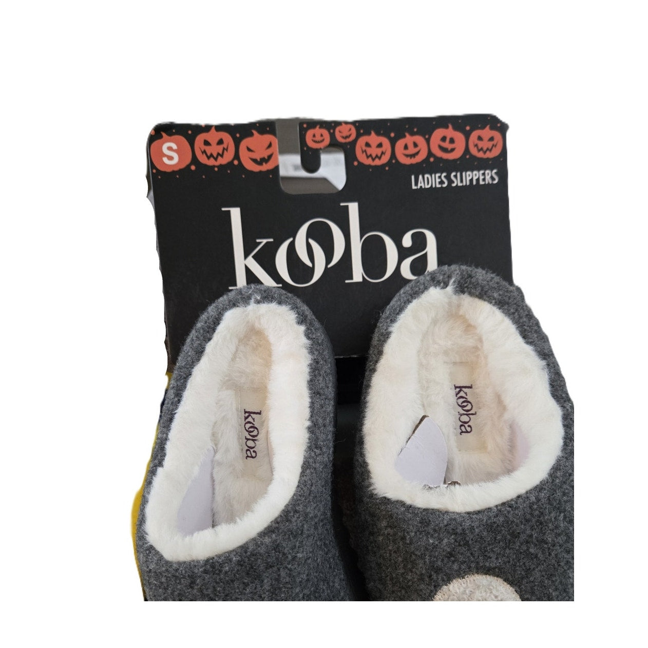 Kooba Women's Halloween Ghost Slippers - Gray & White Furry - Size Small (5-6) - New