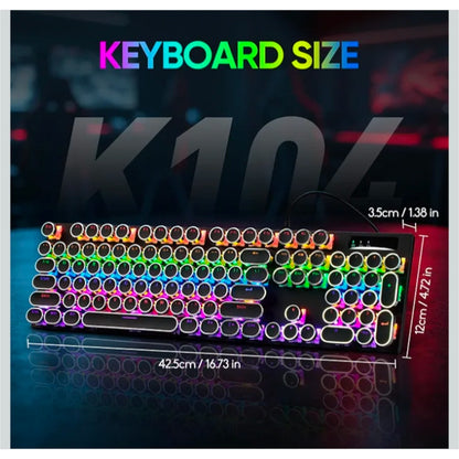 Wired Typewriter Style Mechanical Gaming Keyboard0