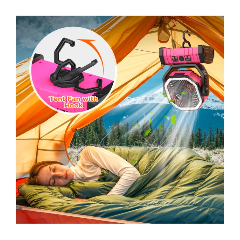 20000mAh Rechargeable Camping Fan with LED Lantern