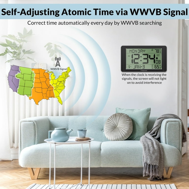 10.8'' Atomic Clock with Indoor Outdoor Temperature