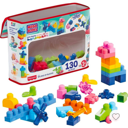 MEGA BLOKS First Builders Big Bag of Blocks Toy Blocks with Storage Bag 130pc