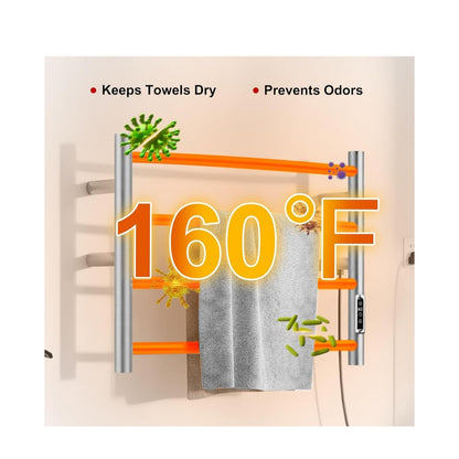 Wall Mounted Electric Towel Warmer Rack w/ Timer & Temp Control Stainless Steel