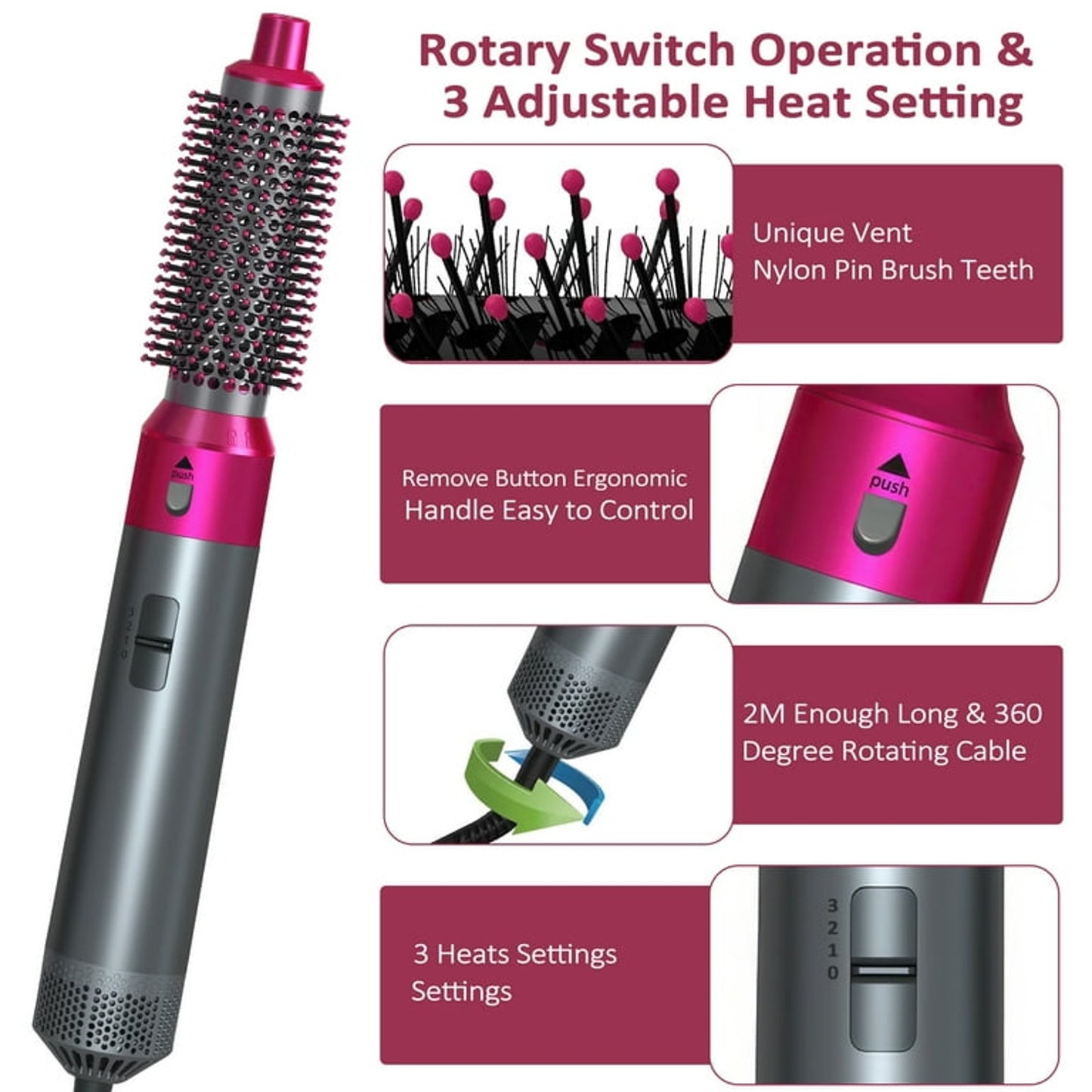 Hair Dryer Brush Set,5 in 1 Hot Air Brush Negative Ionic Hair Styling