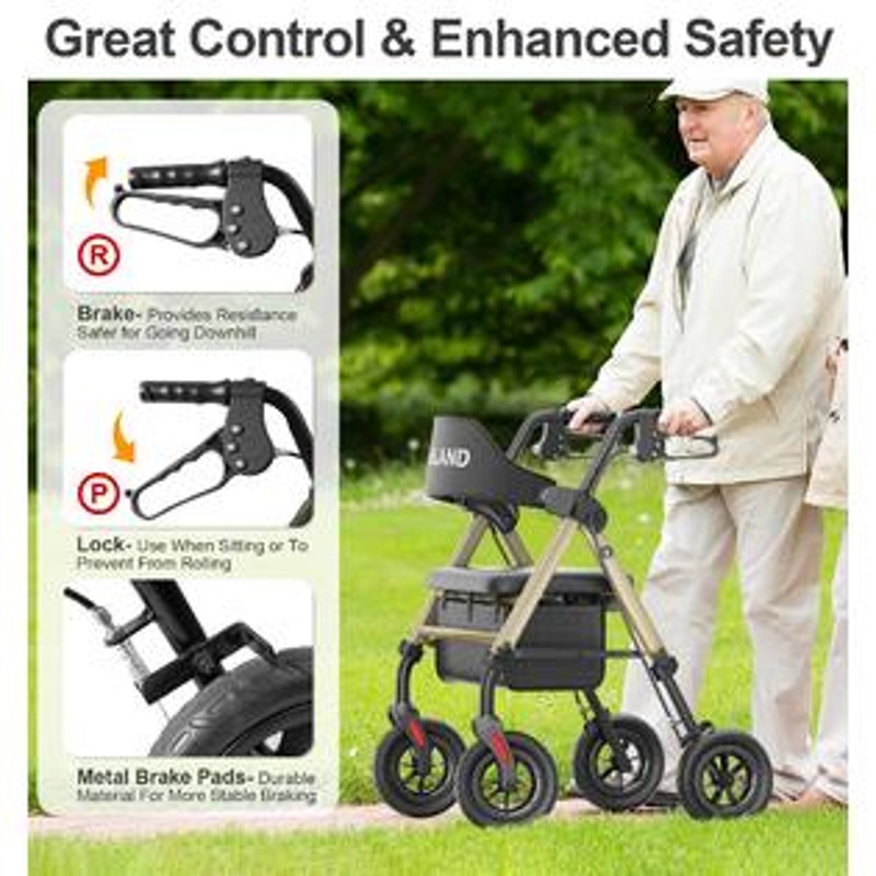 Foldable Rollator Walkers with Seat for Seniors