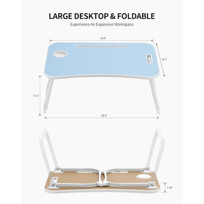 New Laptop Bed Desk Foldable Lap Table Stand with Cup Holder & Tablet Slot