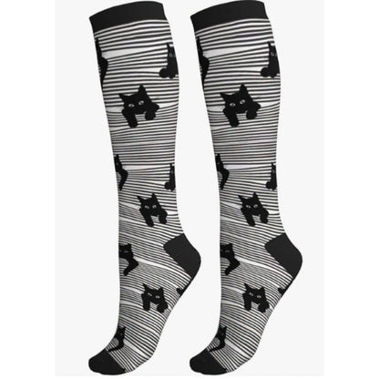 Cats Compression Socks Women Men 15-20mmHg Athletic Running Cycling One Size Cat