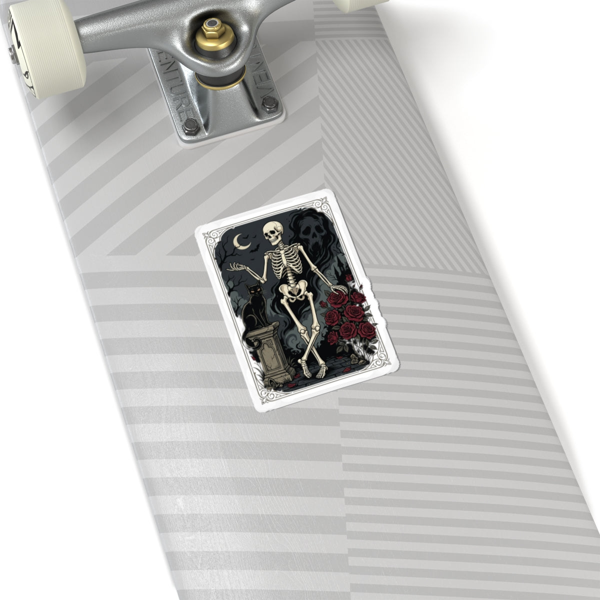 Skeleton Tarot Sticker — Gothic Rose Kiss-Cut Decorative Sticker