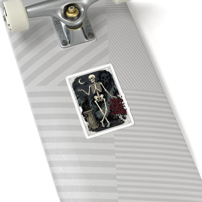 Skeleton Tarot Sticker — Gothic Rose Kiss-Cut Decorative Sticker