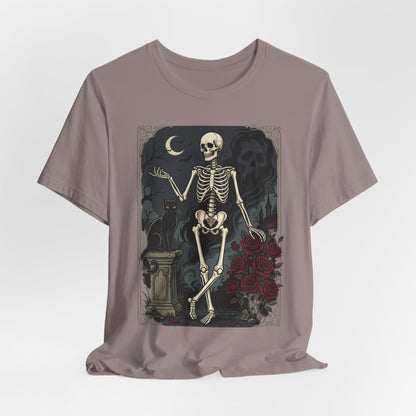 Skeleton Vintage Tarot Tee – Retro Gothic Skull Shirt