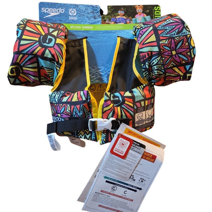 Speedo Kids Splash Jammer Size 33-55 Lbs With Shoulder Strap Blocky Burst New