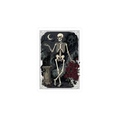 Skeleton Tarot Sticker — Gothic Rose Kiss-Cut Decorative Sticker