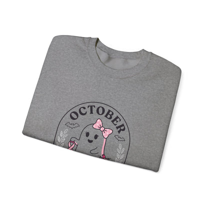 Pink Boo Crew Breast Cancer Awareness Sweatshirt | October Ribbon