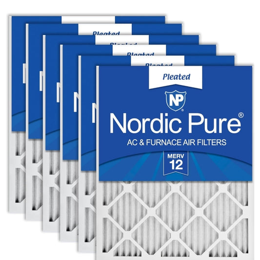 Nordic Pure 24x24x1 (23 3/8 x 23 3/8 x 3/4) Pleated MERV 12 Air Filters 6 Pack
