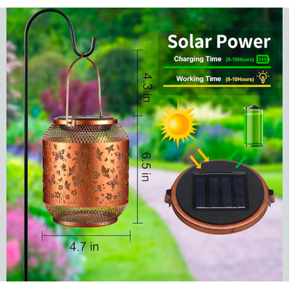 2 Pack Outdoor Solar Lanterns Light Butterfly pattern