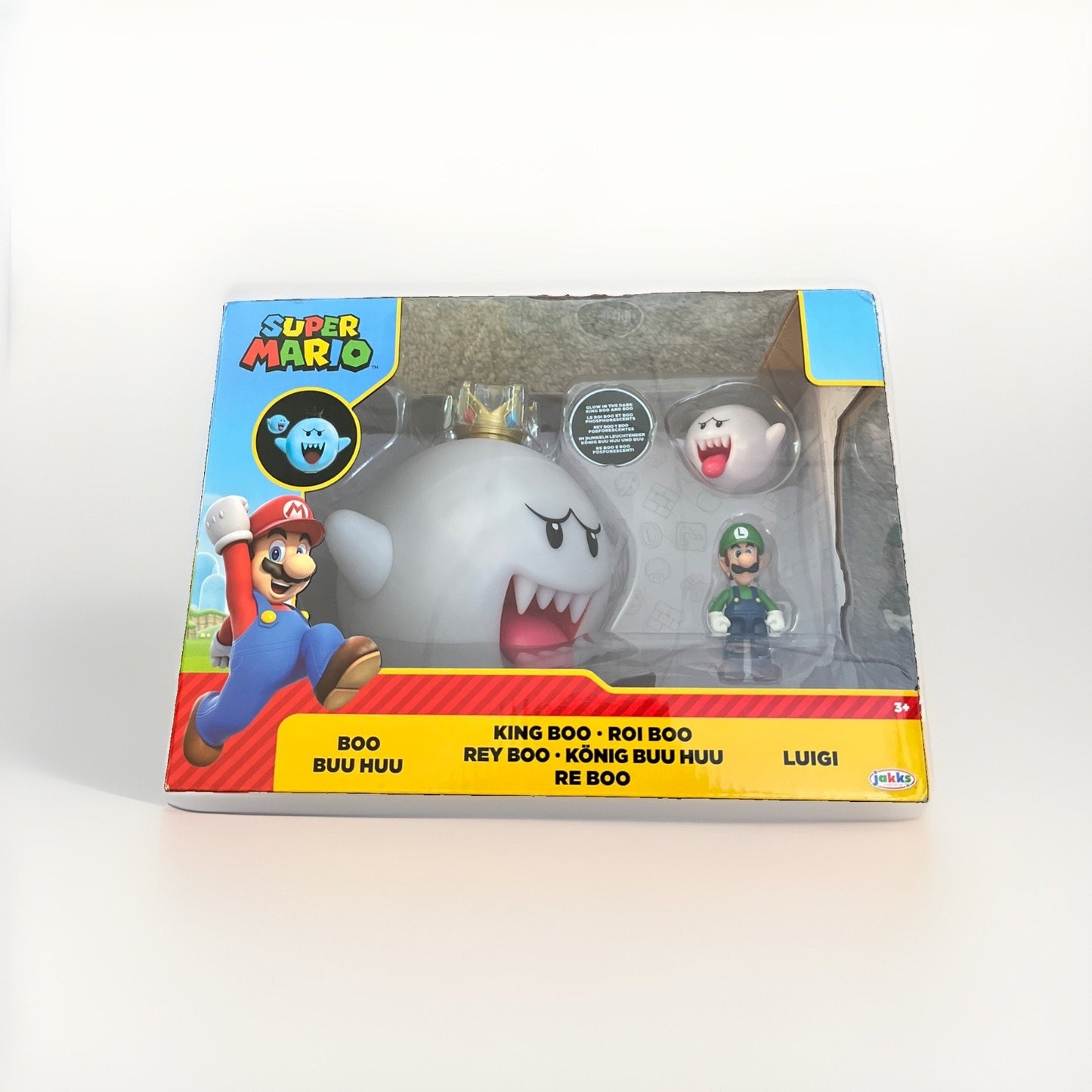 Super Mario KING BOO Figure Toy Diorama Set Jakks 2024 Luigi Glows In Dark NIB