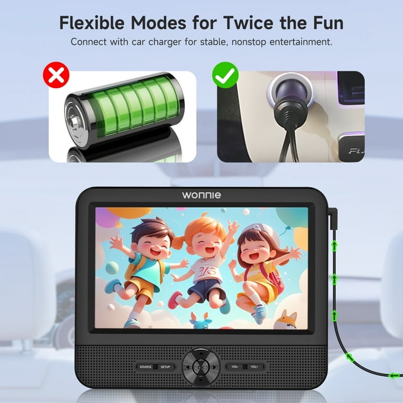 7.5” Dual DVD Player for Car, Portable