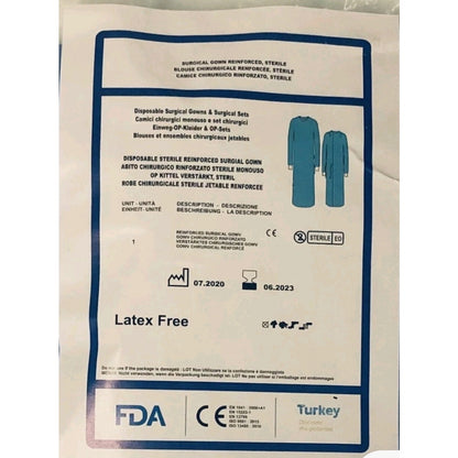 10 pcs Blue Disposable Sterile Reinforced Gown/Latex Free/Sealed each