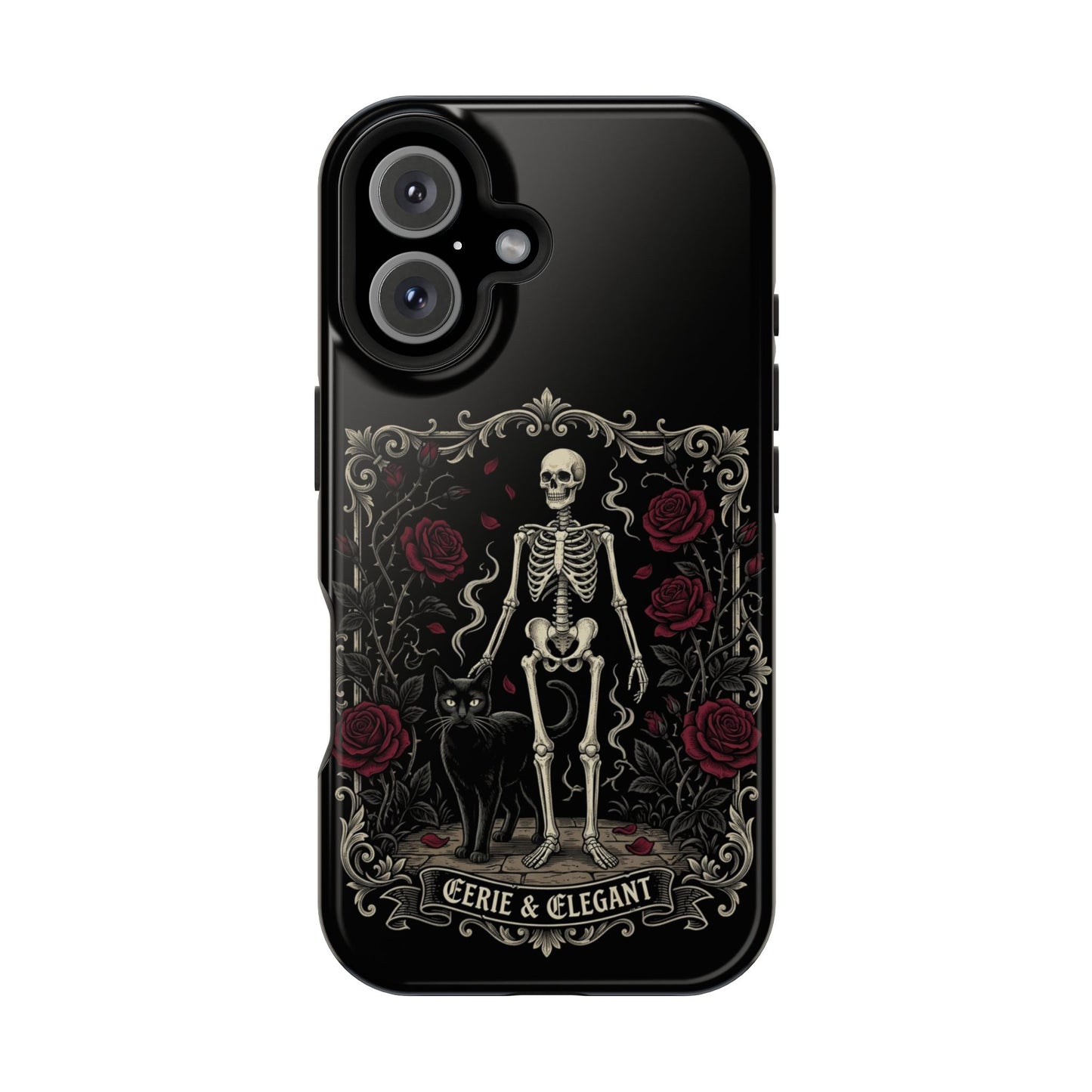 Eerie & Elegant Skeleton Phone Case — Magnetic Impact-Resistant