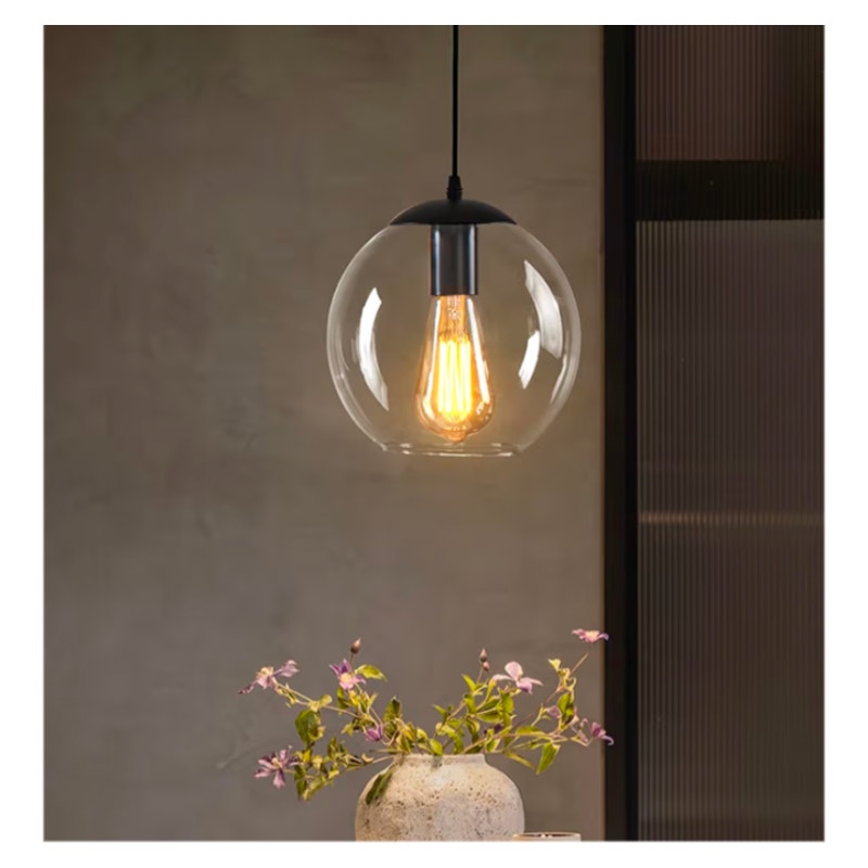 Glass Globe Pendant Light Modern Hanging Lighting Fixture