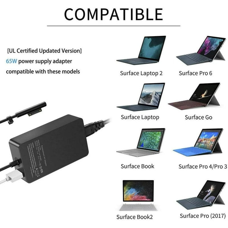 65W Charger Microsoft Surface Charger for Microsoft Surface Pro 3, 4, 5, 6, 9, 8, 7+