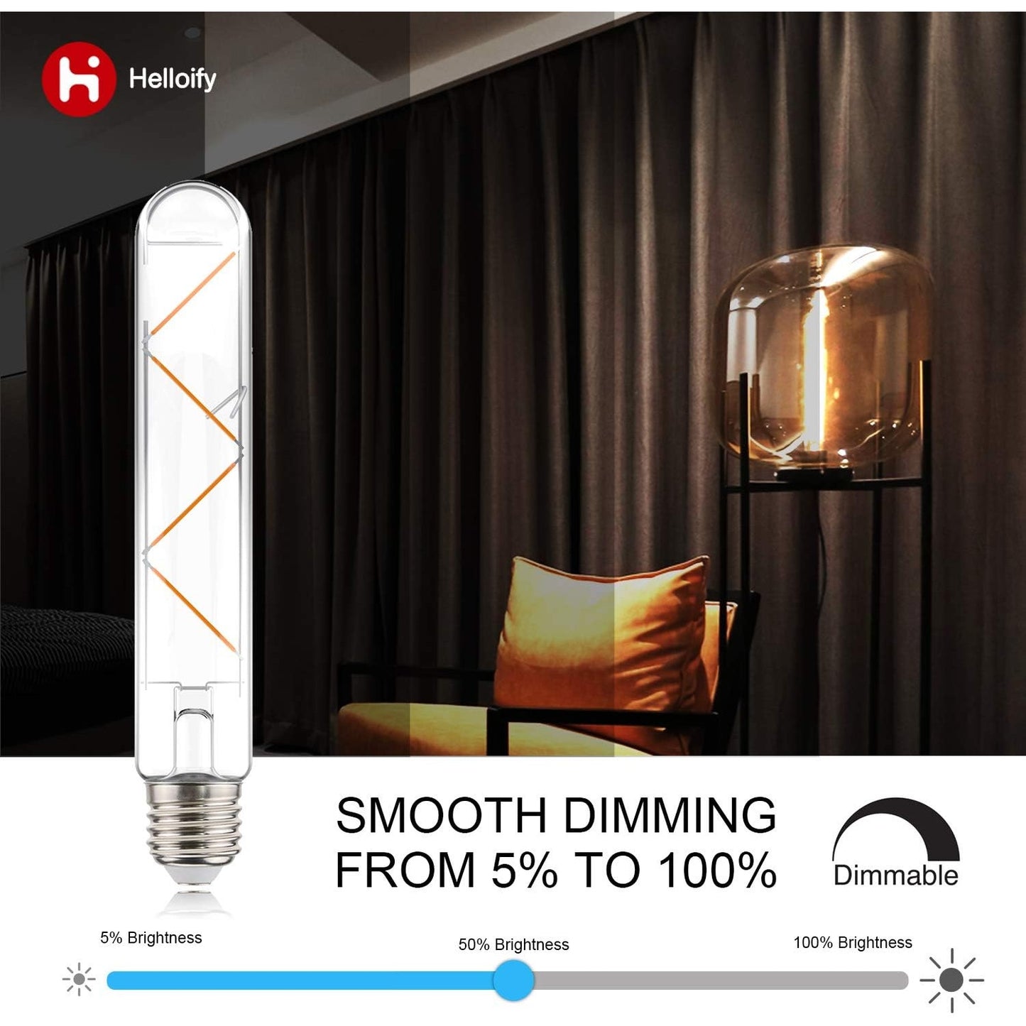 T10 Dimmable Vintage LED Edison Tubular Set of 4