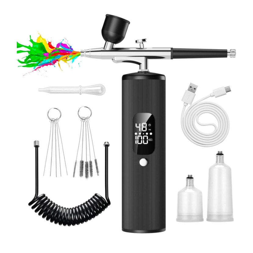 Airbrush Kit 48PSI Compressor Non-Clogging 6000mAh rechargeable Makeup, Cake Decorating, Make-Up