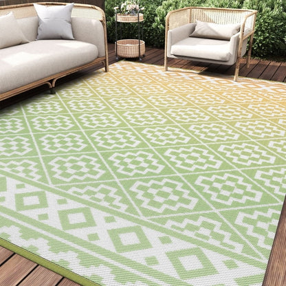 Outdoor Rug 5'x8' Waterproof Reversible Patio Rug Boho Geometric Indoor Outdoor Rugs