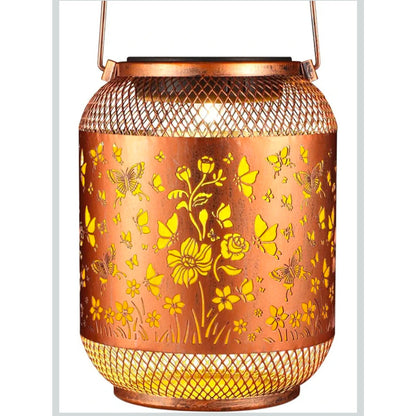 2 Pack Outdoor Solar Lanterns Light Butterfly pattern