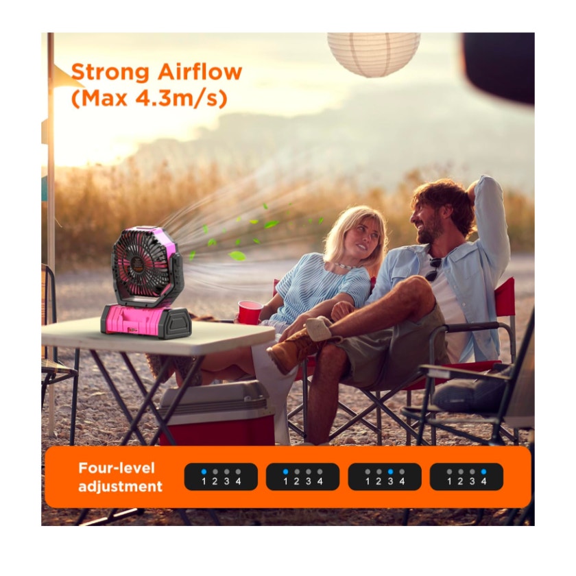 20000mAh Rechargeable Camping Fan with LED Lantern