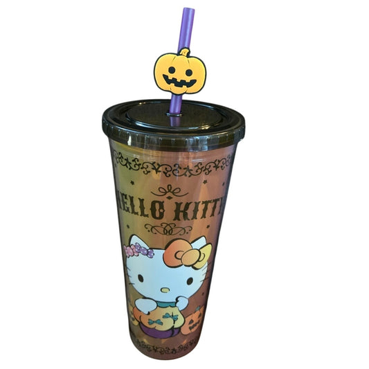 Hello Kitty Pumpkin Acrylic Travel Cup Hot Topic Exclusive Halloween