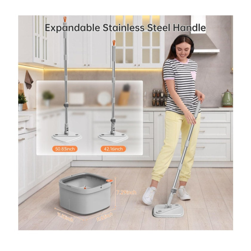 Spin Mop and Bucket Set with Self Separation Dirty and Clean Water System