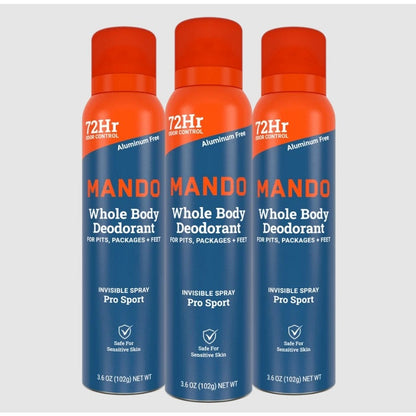 Lume Mando Whole Body Deodorant Pro Sport Invisible Spray Set of 3