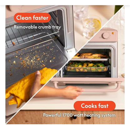 PINK bella Air Fry Fryer Toaster Oven w/ Convection Bake, Auto Shut Off, Timer New in Box