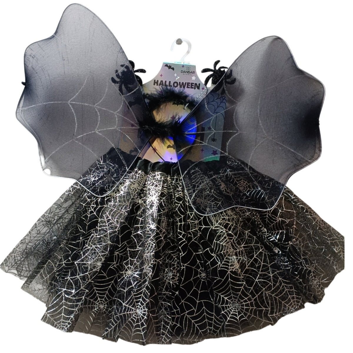 Black Spider Tutu 3PC Set Size 3T-4T Skirt, Web Wings, Headband Halloween Set