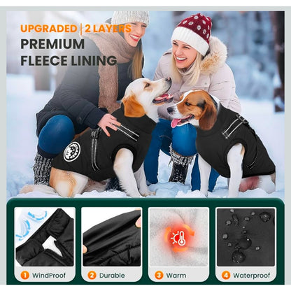 Winter Dog Coat with Harness Built in Waterproof Dog Jacket Warm Pet Fleece Vest