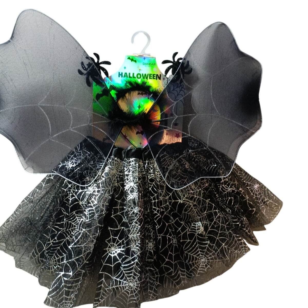 Black Spider Tutu 3PC Set Size 3T-4T Skirt, Web Wings, Headband Halloween Set