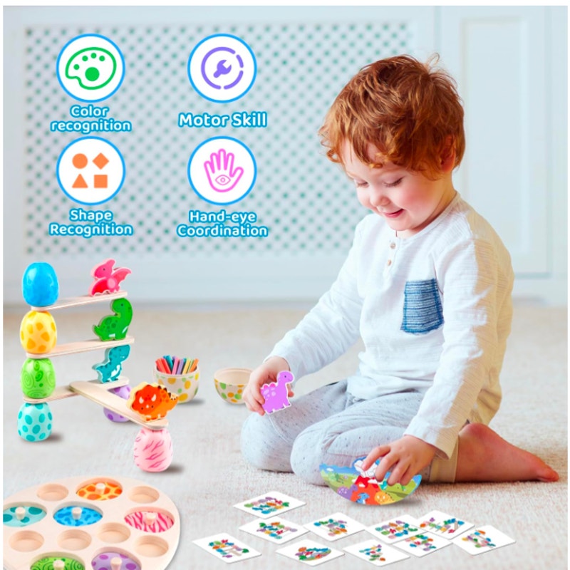 Aliex 4 in 1 Montessori Dinosaur Toy Set 12+ Months