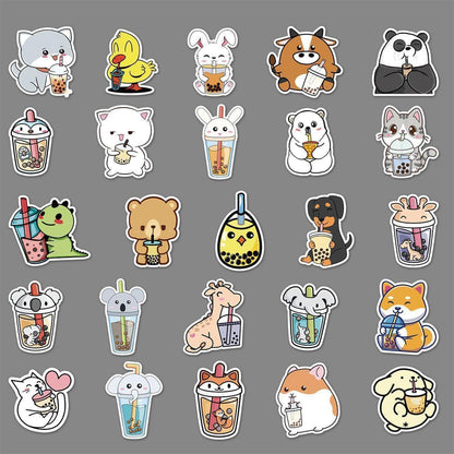 Waterproof Boba Sticker Pack – 50 Unique Bubble Tea Designs