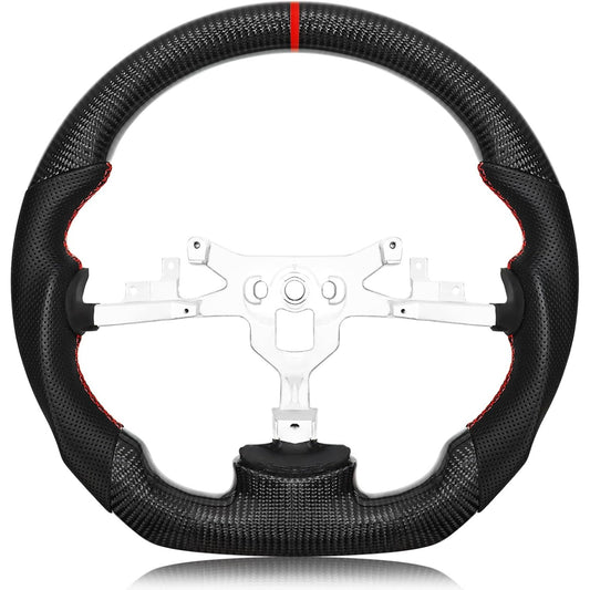 Carbon Fiber Steering Wheel For Corvette C6 2006-2011 ZR1 Z06 D-shaped Nappa Perforated Leather