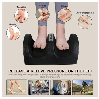 Shiatsu Foot Massager Machine w/ Heat Foot & Calf Massager w/ Massage Roller Deep Tissue Massager
