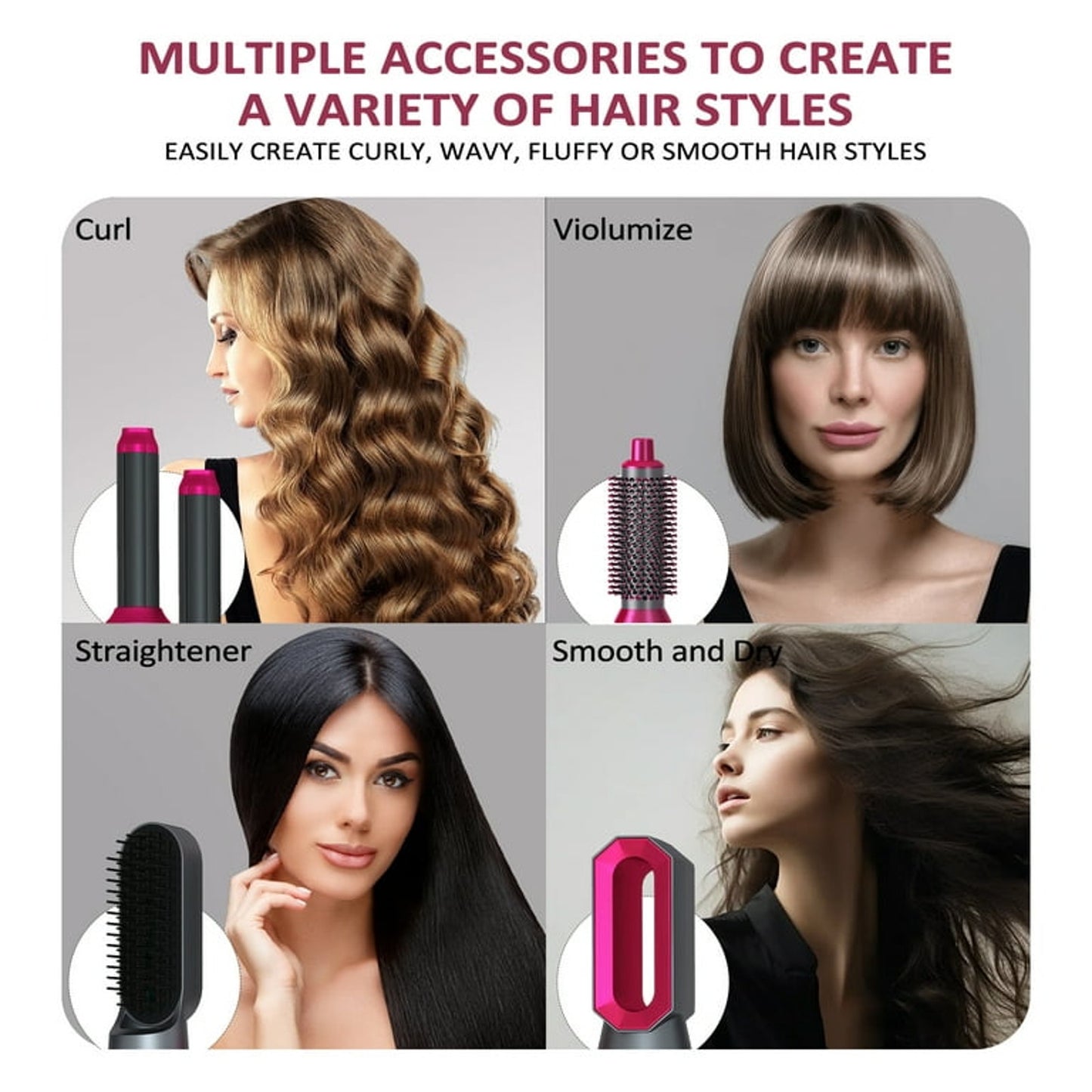 Hair Dryer Brush Set,5 in 1 Hot Air Brush Negative Ionic Hair Styling