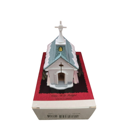 #17 Hallmark Keepsake Ornament Come All Ye Faithful Church Opens 1996 Collectors