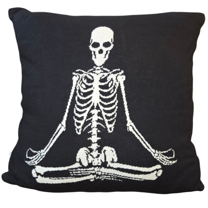 Mortar & Bone Yoga Skeleton Halloween Decor Pillow 16" x 16" New