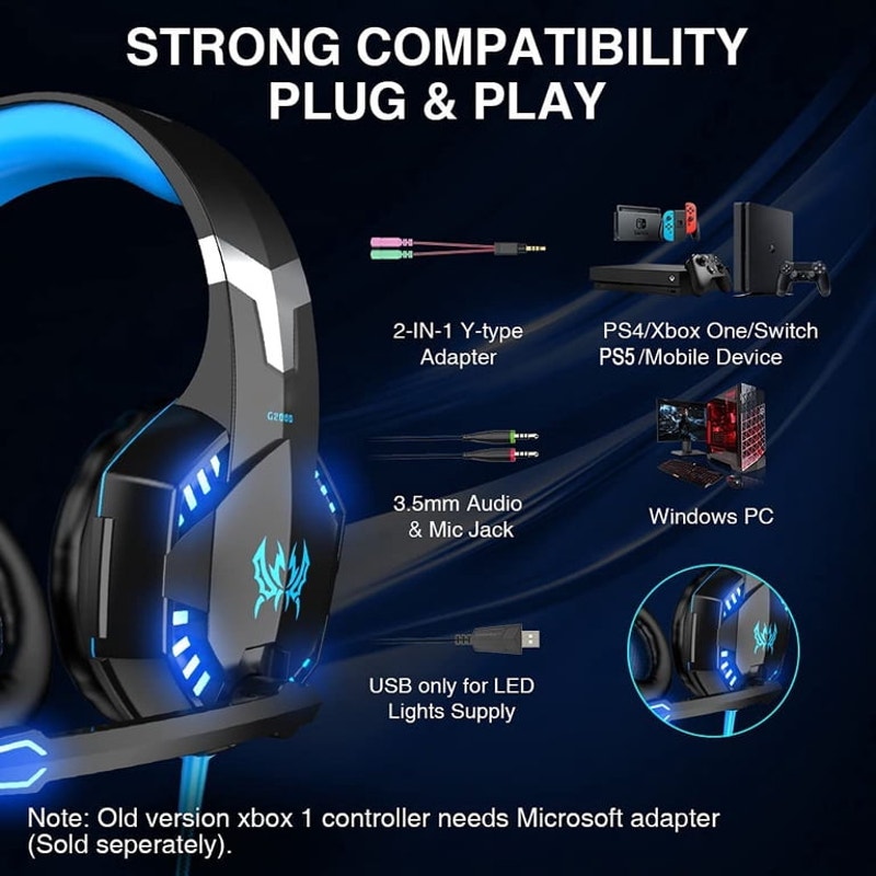 G2000 Gaming Headsets, Noise Cancelling Over-Ear Headset with Mic