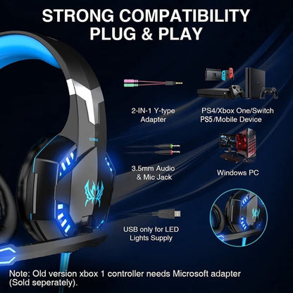 G2000 Gaming Headsets, Noise Cancelling Over-Ear Headset with Mic