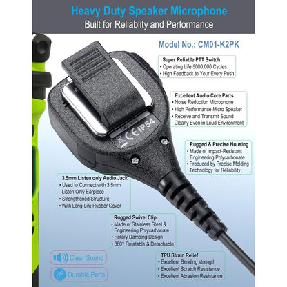 New Speaker Mic Compatible with Kenwood Radios 2 Pin Shoulder Microphone