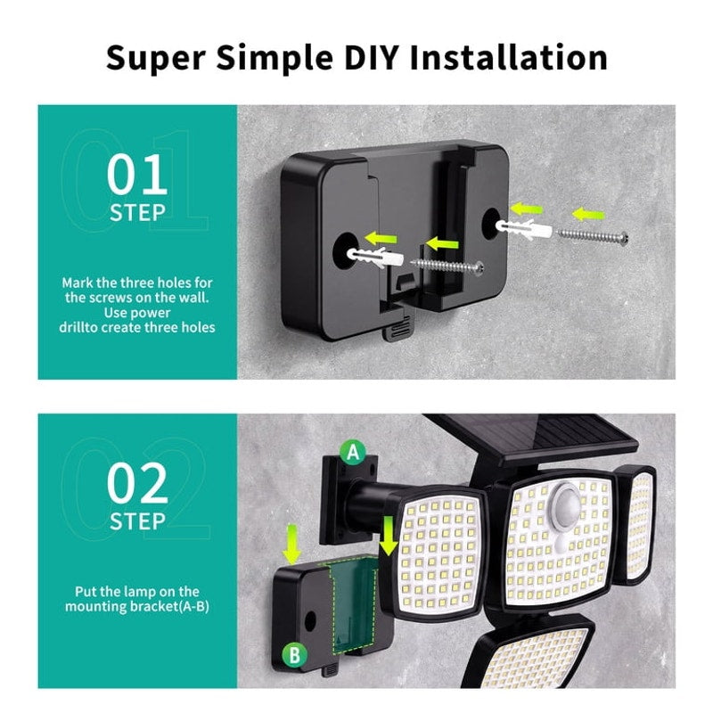 Solar Outdoor Lights 4500LM 306LED Motion Sensor Security Light