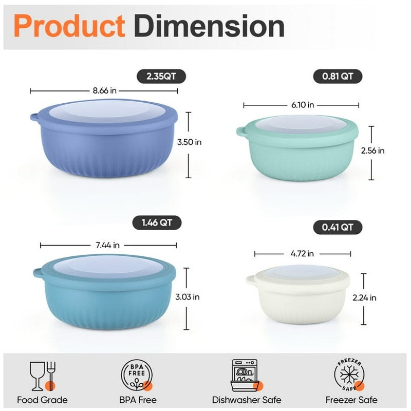 8-Piece Mixing Bowls with Airtight Lids