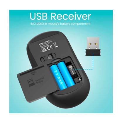 Wireless Keyboard and Mouse Combo, 2.4G Full-Sized Ergonomic Keyboard